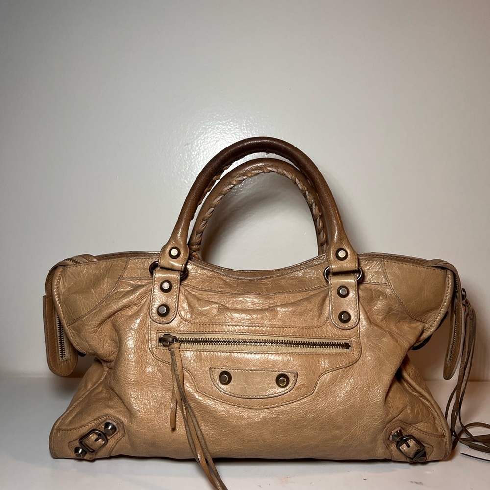 Balenciaga Le City Medium 2Way Leather Shoulder Bag - Tan
